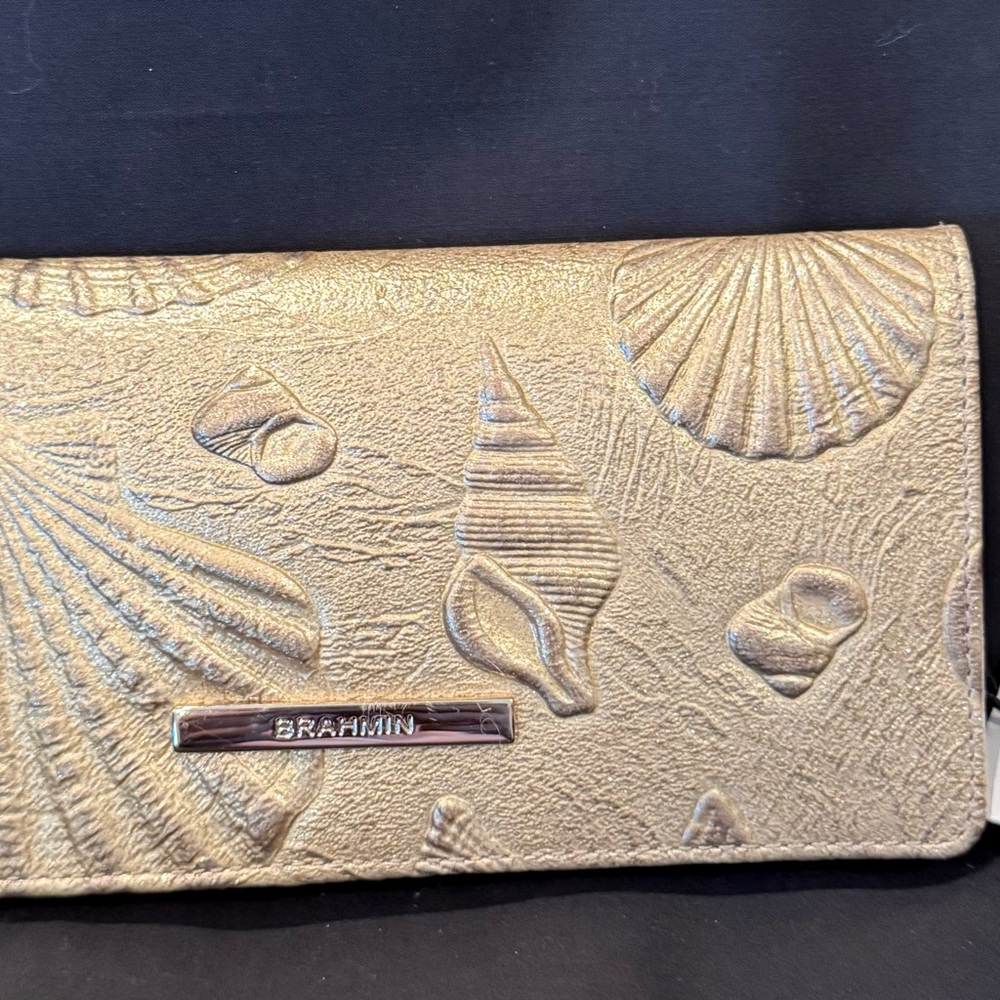 BRAHMIN Metallic Gold Shell Embossed Wallet